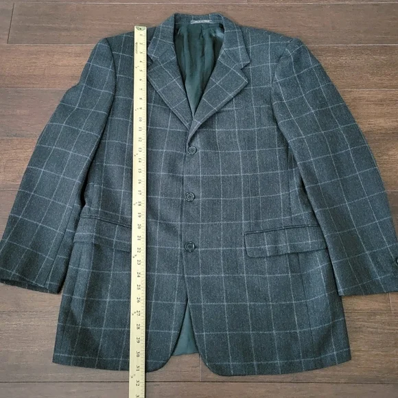 Trussini Boyds Philadelphia Men's IT 50/US 40 Wool Suit Jacket Dark Gray Plaid
